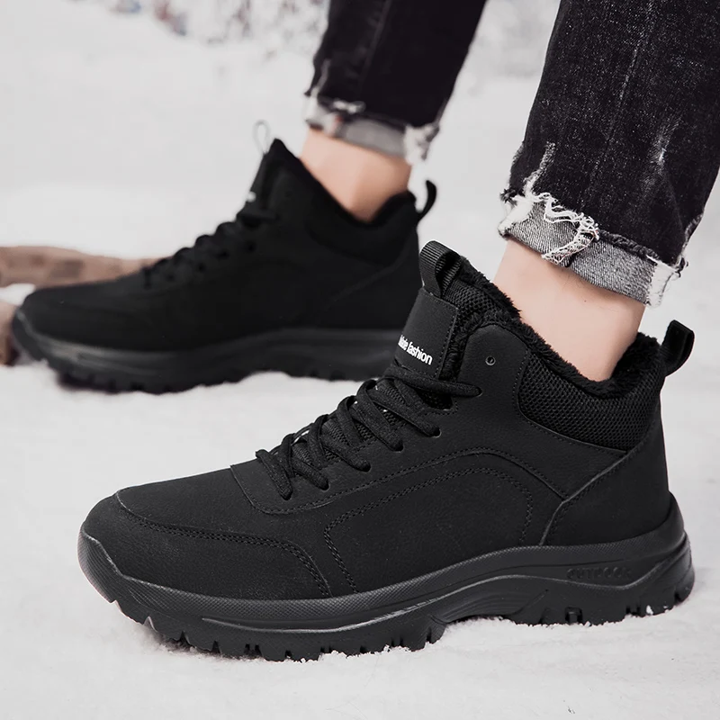 YRZL Men's Snow Boots Anti Slip Winter Warm Hiking Boots Men Shoes Warm Comfortable Outdoor Trekking Shoes for Men Snow Boots