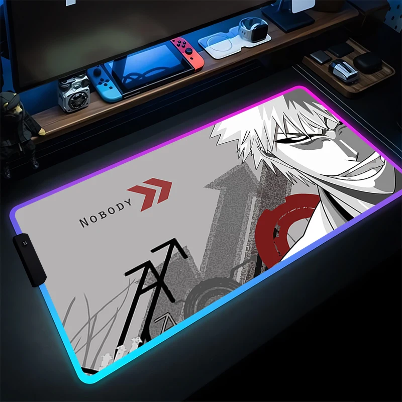 

Anime Mouse Pad HD Print Mousepad RGB Computer Gaming B-bleach Keyboard Pad LED Laptop Accessories Extended Desktop Mouse Mat