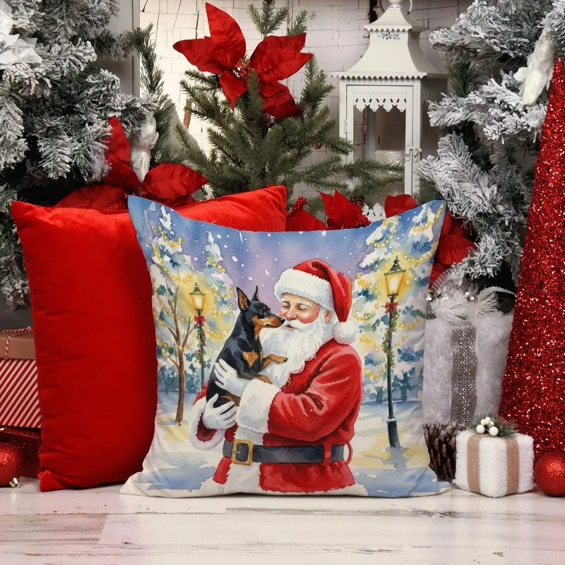 وسادة رمي جحر سانتا كلوز المزخرفة للاستخدام الداخلي والخارجي للأريكة والسرير والفناء هدية عيد الميلاد