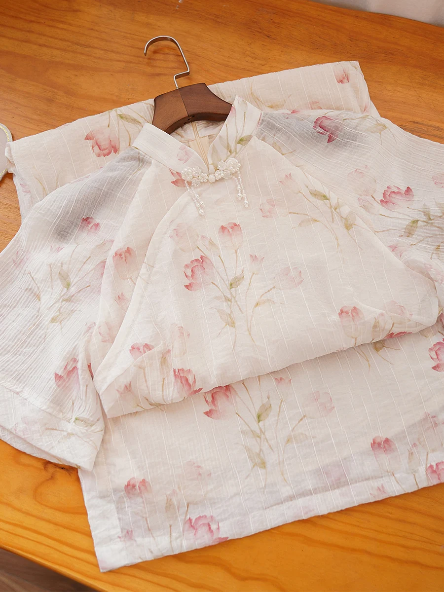 

Pink Lotus New Chinese Sle Slim Fit Summer Thin Dr Girl High End Long Qipao Floral Pattern ort Sve Daily ...