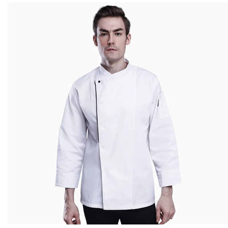 白い制服調理師の服キッチンジャケット男性女性シェフコート食品サービスレストランホテルオーバーオールベーカリーウェイター作業服