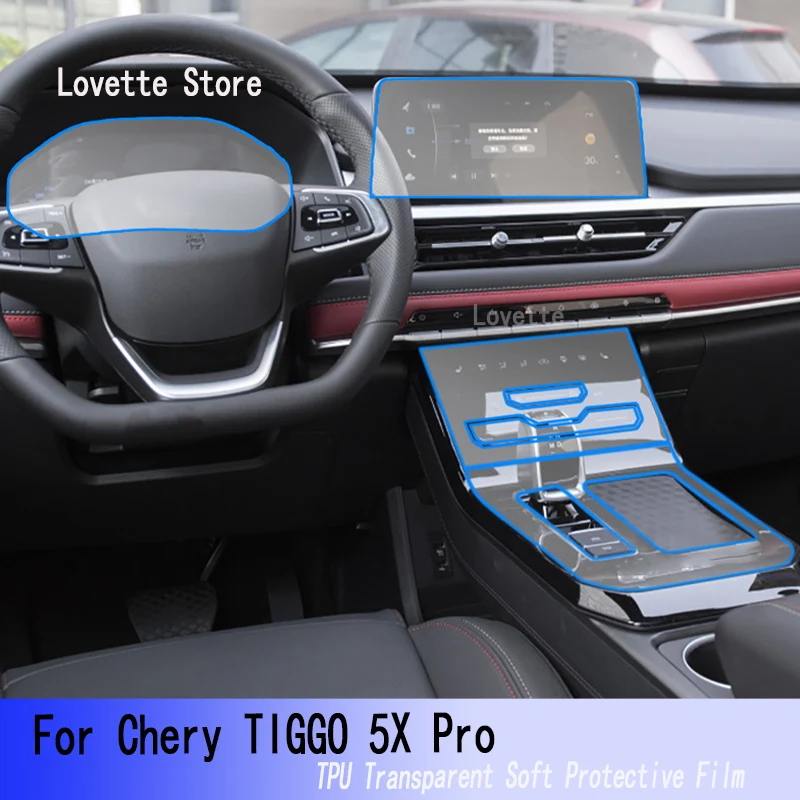 

TPU Car Interior Gearbox Dashboard Protective Film Transparent For Chery TIGGO 5X Pro 2022-2023 Anti-scratch Accessories