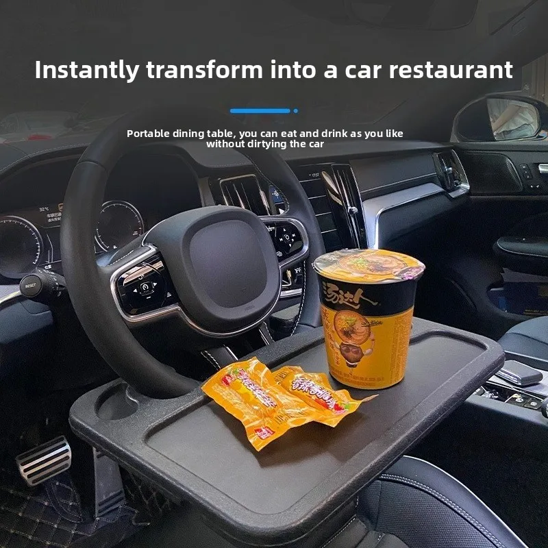 Multifunctional Car Steering Wheel Tray Table Universal Portable Auto Food Drink Cup Holder Laptop Desk for Tesla Toyota Honda view 3
