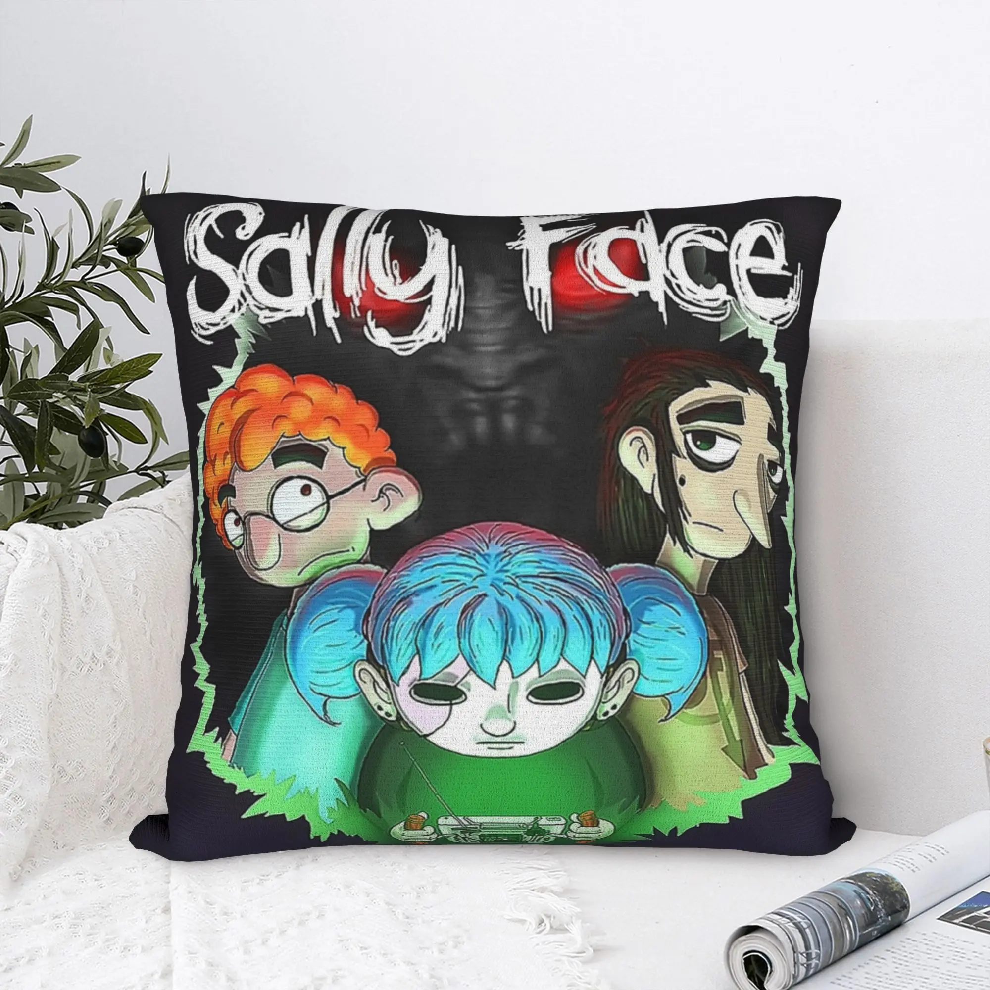 Funda de almohada con personajes de Sally Face, funda de cojín de tela estampada, decoraciones, funda de almohada para el hogar, envío directo, 40x40cm