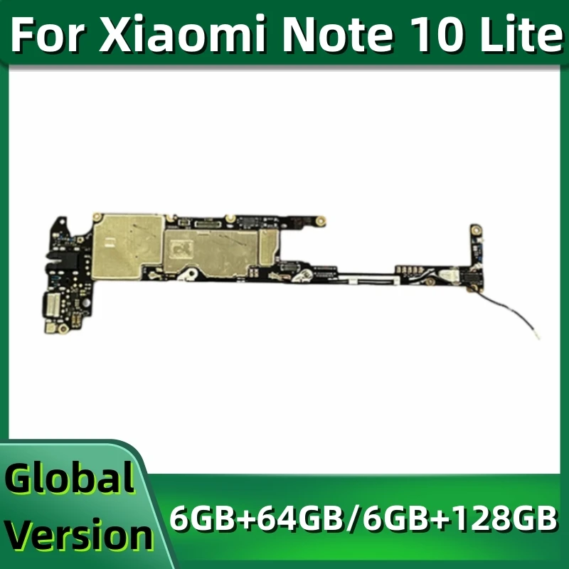 Mainboard for Xiaomi Mi Note 10 Lite, Unlocked Main Circuits Board, 64GB, 128GB, Global ROM