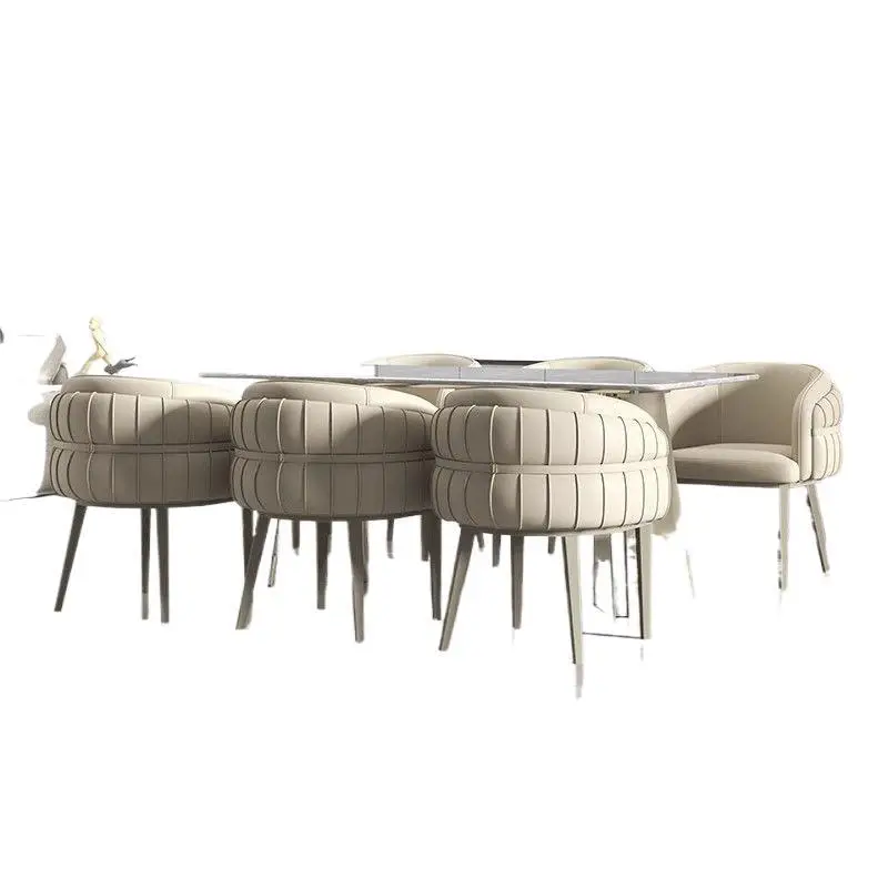 

Italian light luxury dining chair table home modern high-end simple hotel negotiation reception desk stool backrest