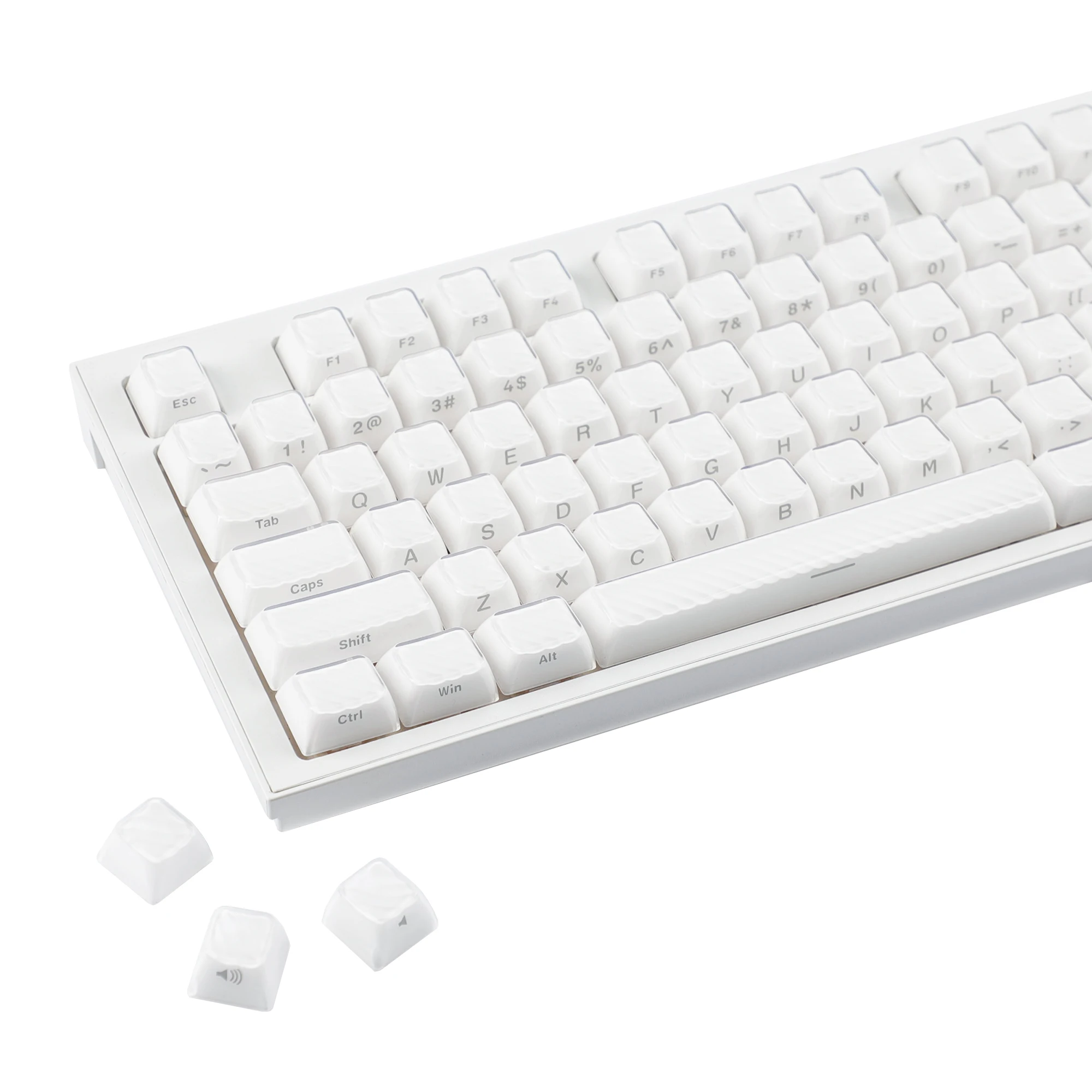 YMDK 136 Keys Demon Wave OEM Profile Side Print PC White Blue Pink Purple Keycaps for MX Mechanical Keyboards