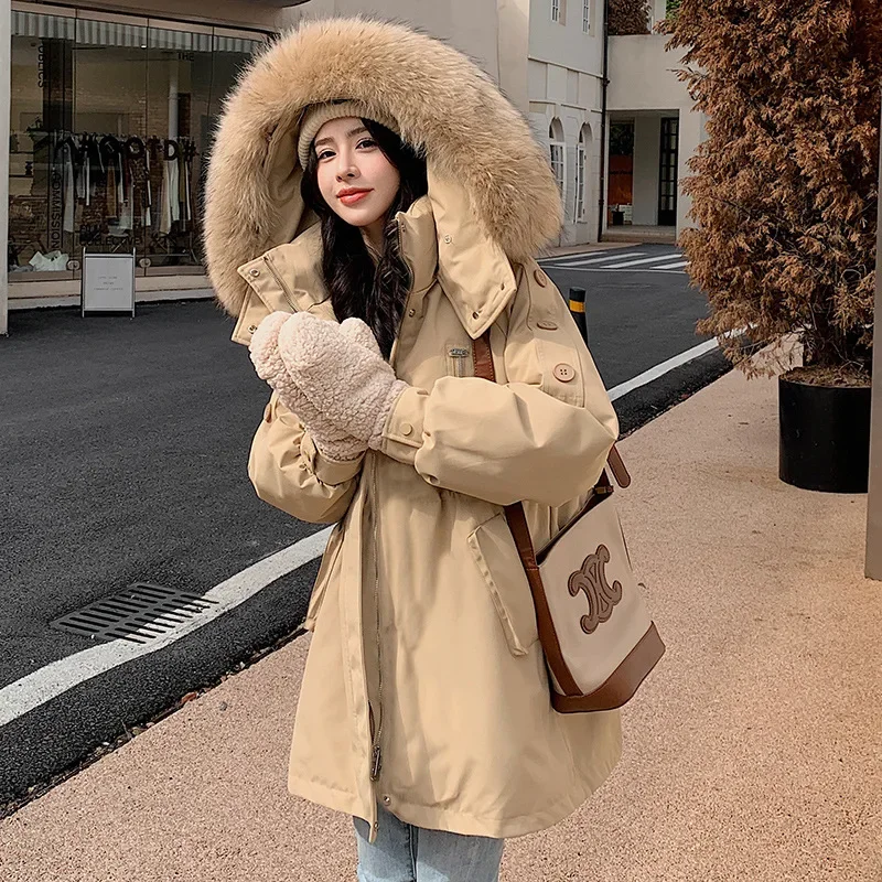 2024 New Winter Clothing Women's Medium to Long Loose Large Down Cotton Jacket