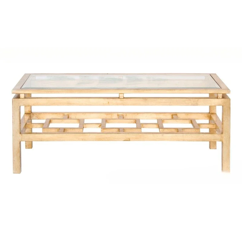 

American light luxury retro wrought iron go ld f oil/silver foil coff ee ta ble/villa/model room/A merican furn iture