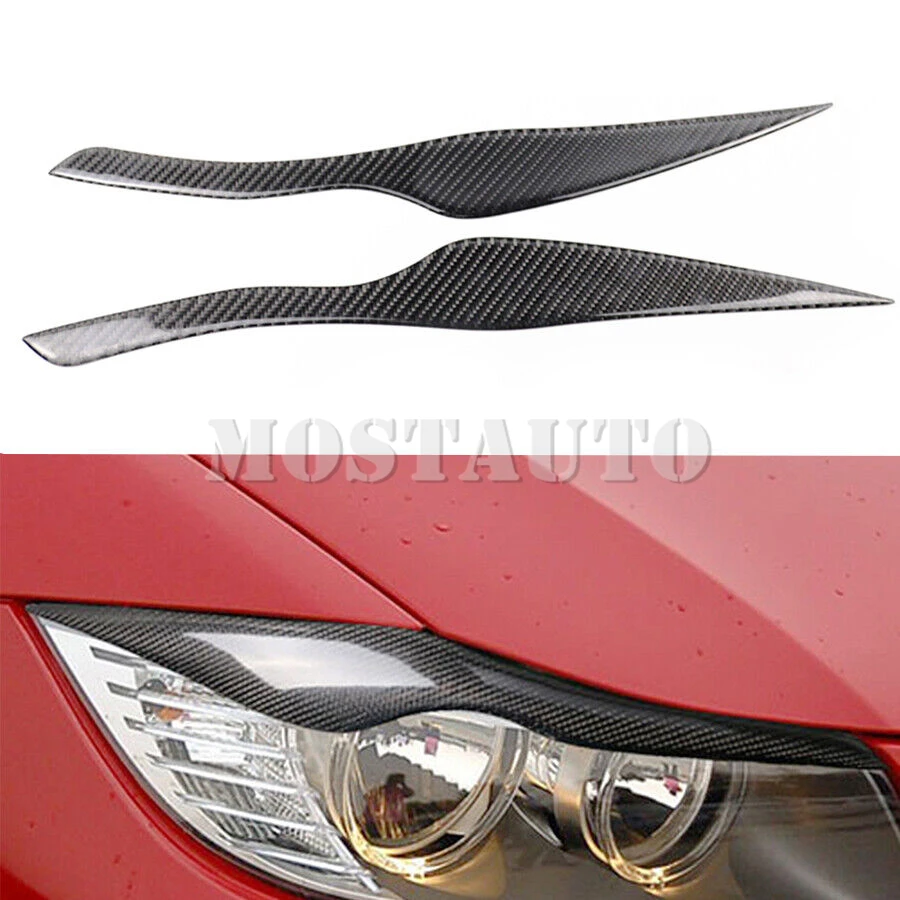 Soft Carbon Fiber Headlight Eye Lid Eyebrow Trim Cover  For BMW 3 Series E90 E91 2005-2012 2pcs （2 Color）