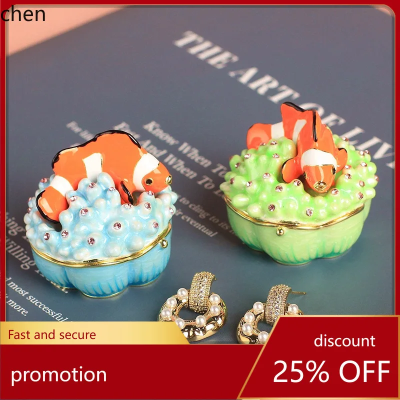 

H1 New Metal Enamel Jewelry Box Seven Treasures Handicraft Internet-famous Exquisite Cute Home Desktop Decoration