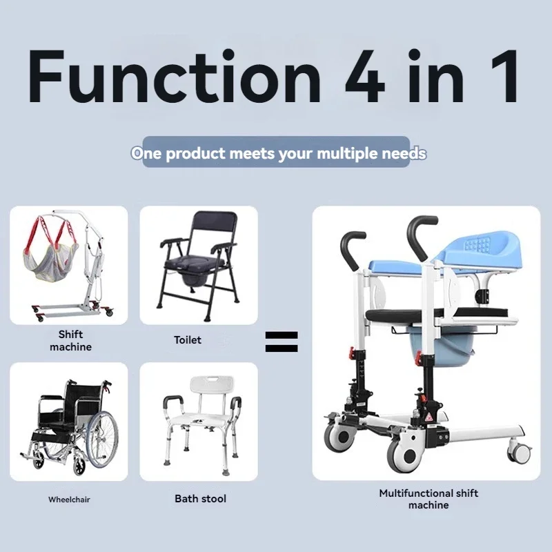 Manual crank-operated hydraulic electric wheelchairs, elderly care lifting and transfer chairs, commode chairs, shower chairs