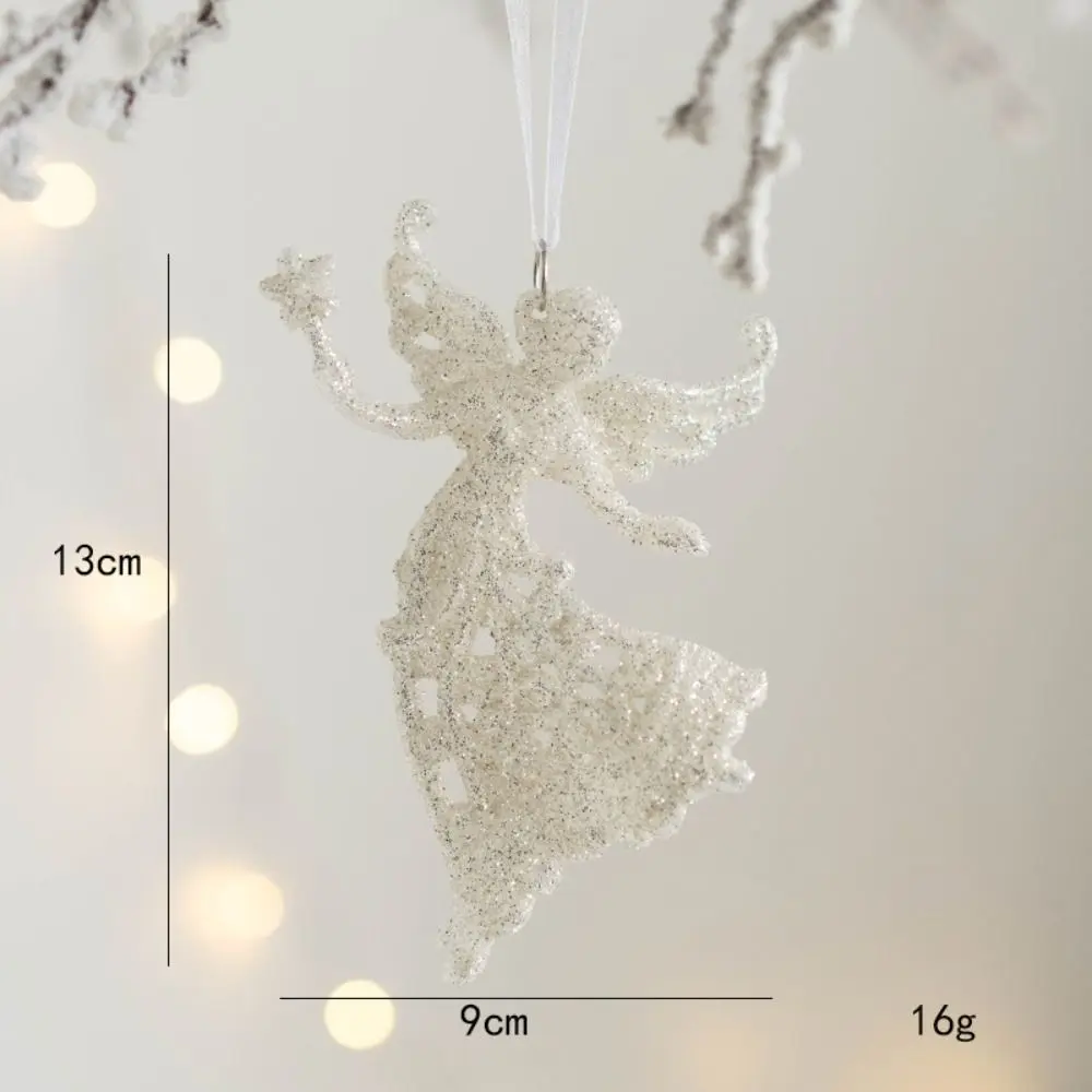 

Glitter Christmas Tree Ornament Plastic Art Crafts Christmas Angel Girl Pendant Wear-resistant Delicate Mini Glitter Pendant