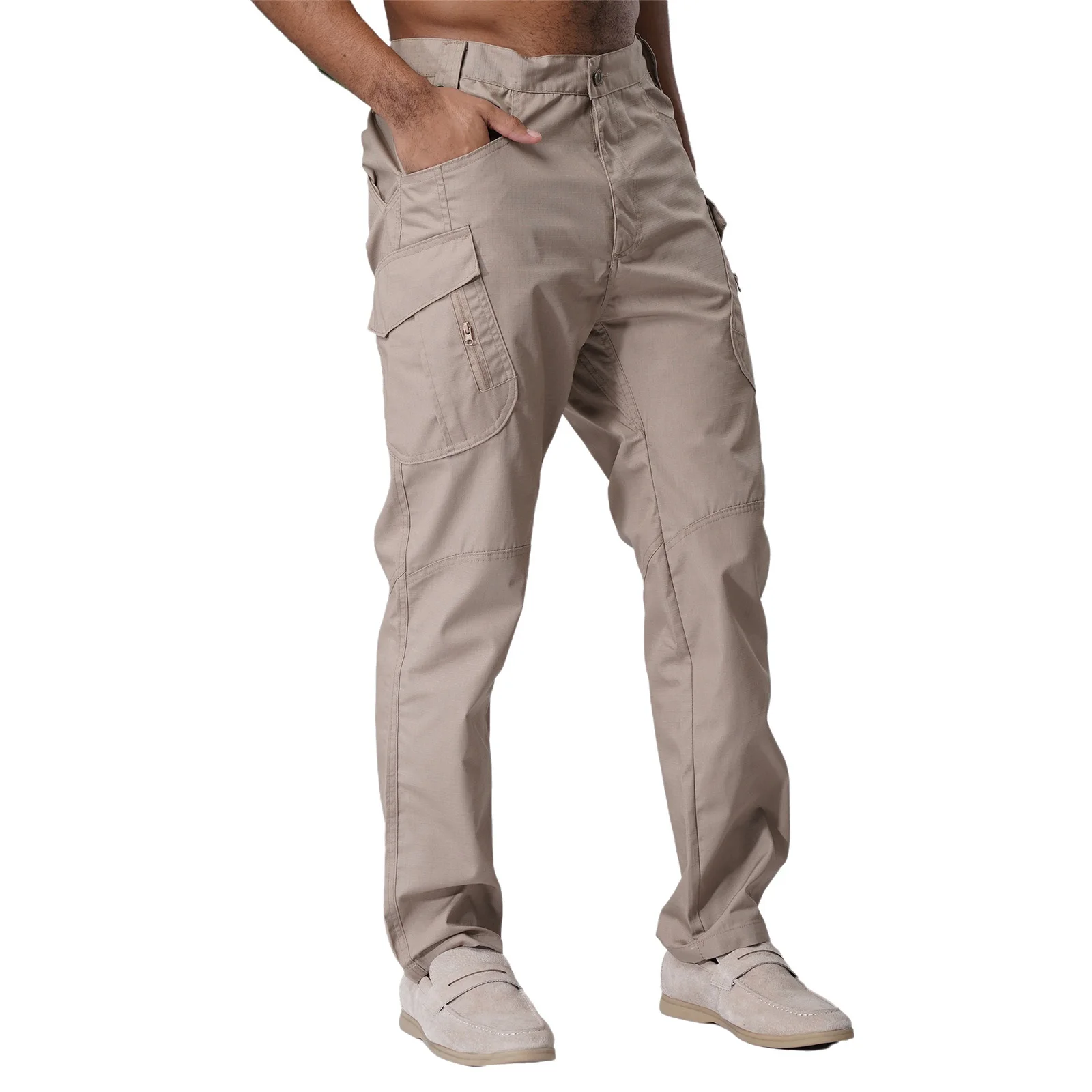 Men Cargo Long Pants Adult Male Fashion Zipper Fly Durable Multi-Pocket Cargo Pants for Outdoor Camping Hiking Fishing Climbing