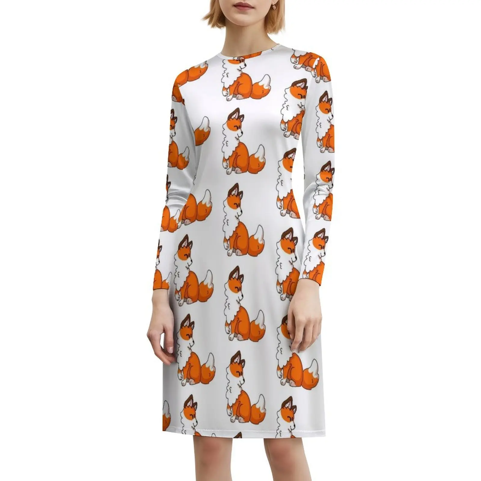 فستان Happy Chibi Fox Boho Chic أنيق أنيق لحفلات الزفاف على الشاطئ ثوب Fox Cute Fox Chibi Fox Happy Fox Fox فساتين نسائية #6