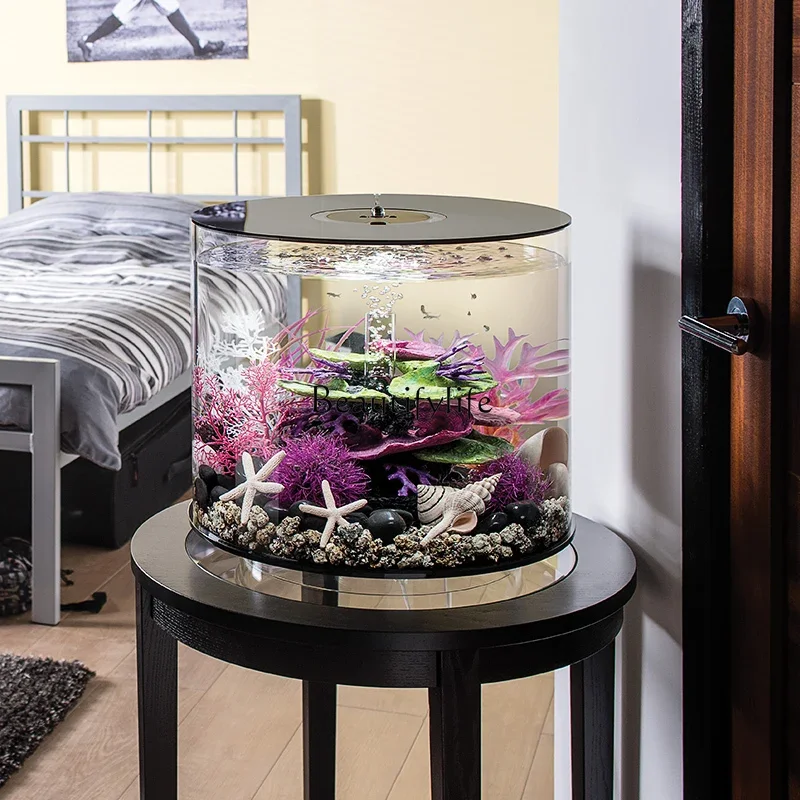

yj9 Cylindrical Household Living Room Acrylic Fish Tank Ecological Desktop Aquarium Landscape
