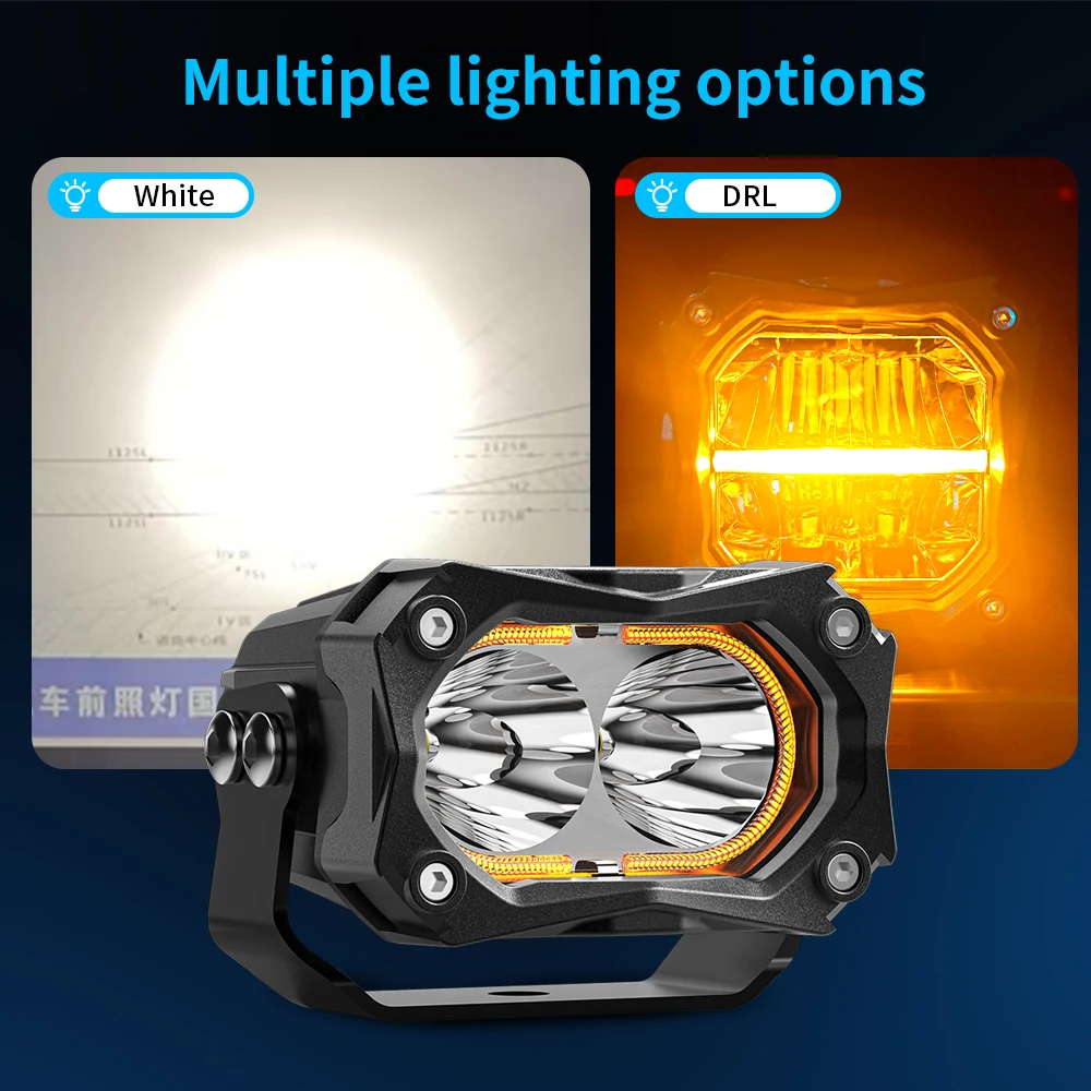 DXZ High Brightness 3 Inch Square Cube LED Driving Lights Amber Backlight for Off-Road Vehicles Trucks SUVs New Fog Lights