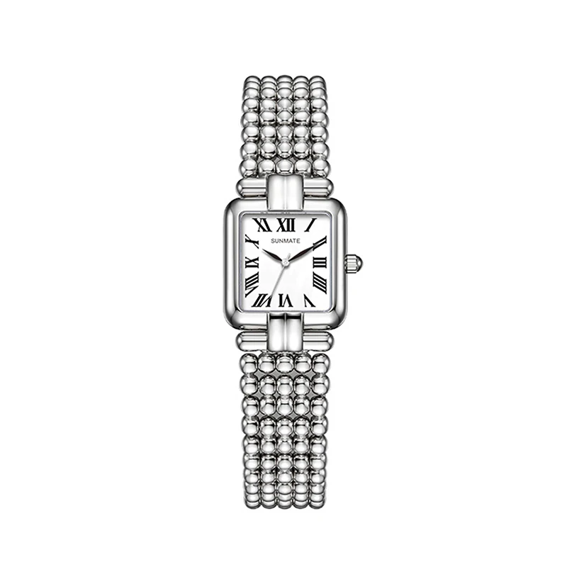 2025 New SUNMATE Women's Luxury Quartz Watch Waterproof Stainless Steel Women's Watch Fashion Elegant Round Bead Bracelet Watch