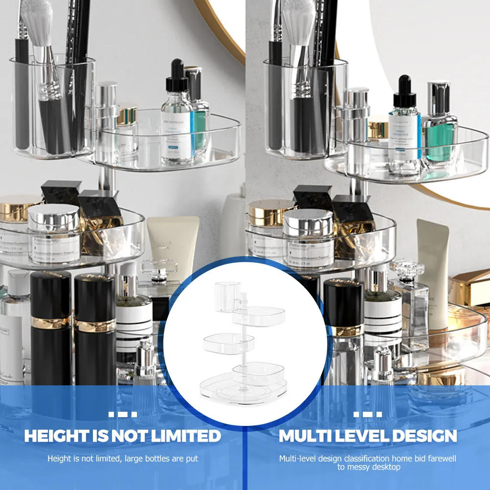 

Вращающийся на 360 градусов органайзер для косметики большой емкости, прозрачный настольный контейнер для хранения уходовых средств