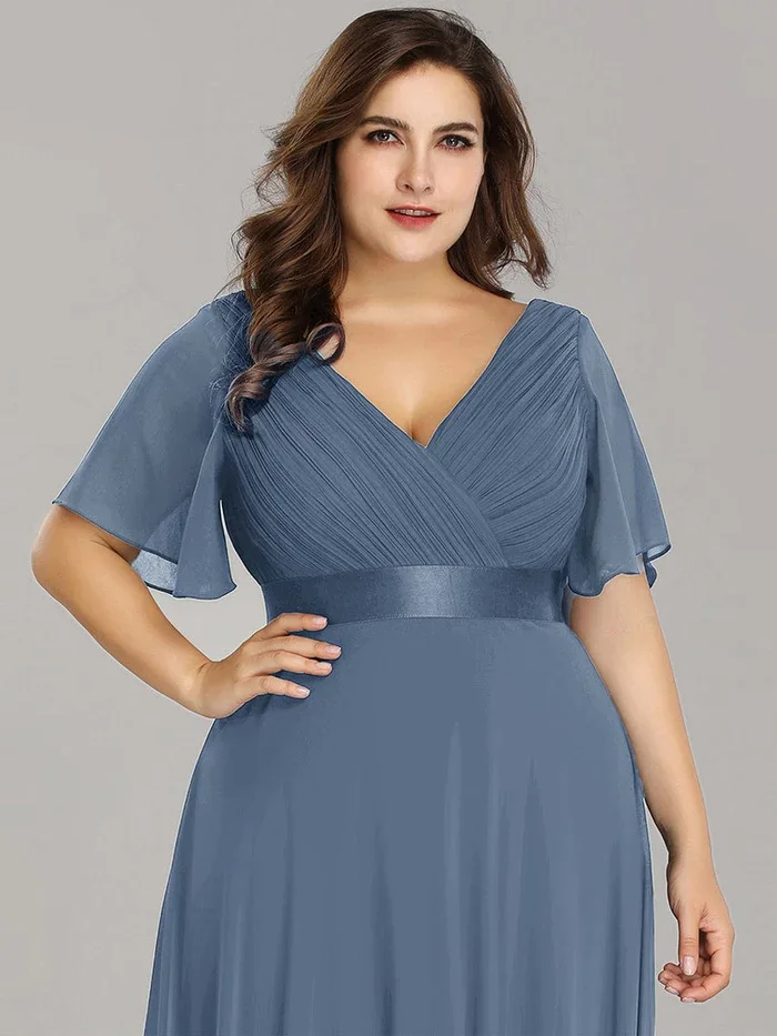 Mai abiti da festa abbastanza eleganti per le donne 2024, abito da sera in Chiffon con scollo a v doppio a trapezio lungo da donna Plus Size Dre