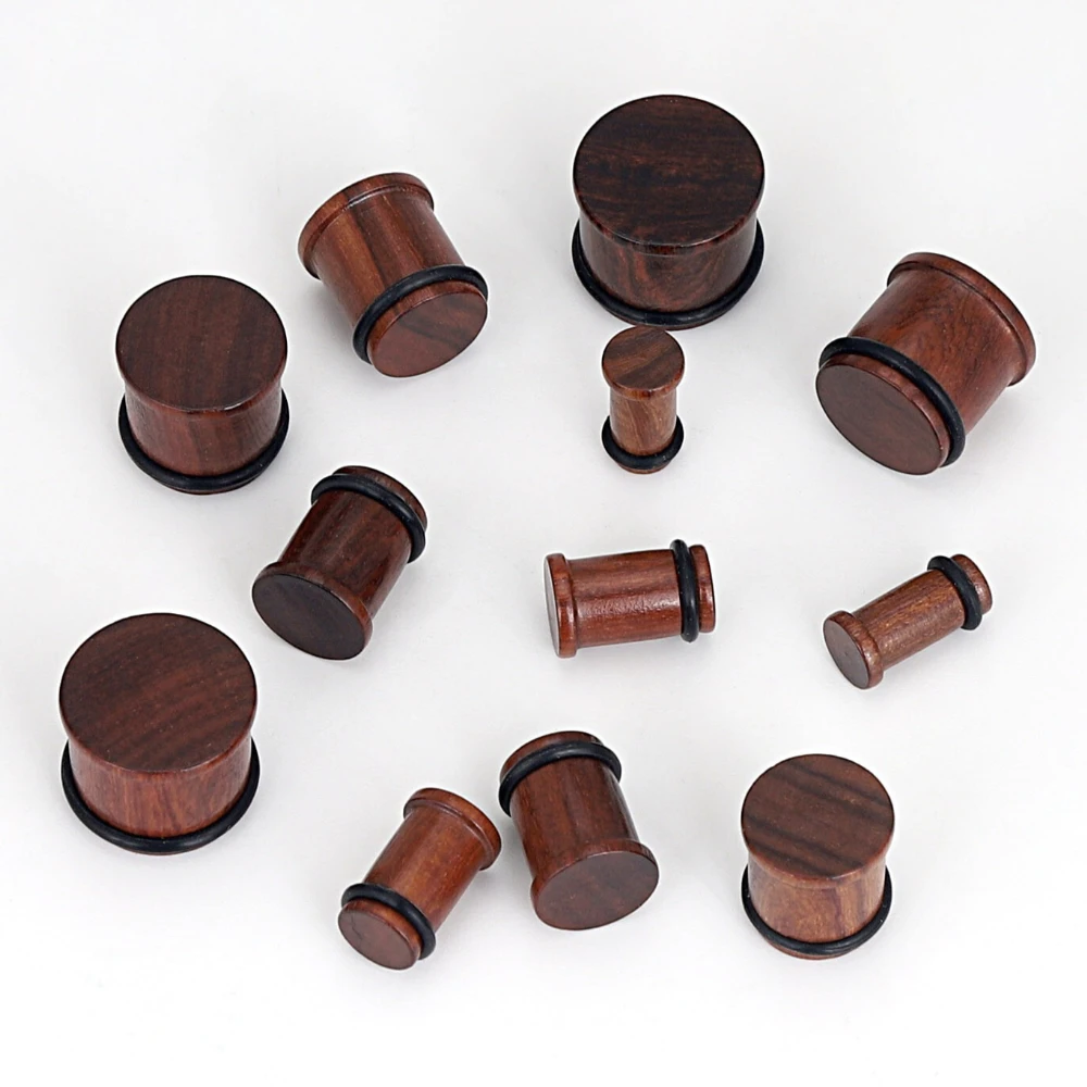 2PCS Holz Ohrstöpsel Naturholz Sattel Ohr Messgeräte Single Flared Ohr Expander 2G-5/8" – Detail 9