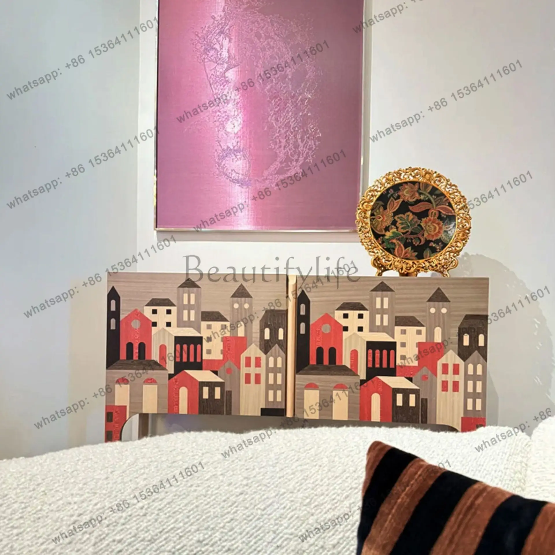 LD entrance color matching side cabinet living room against the wall integrated art retro storage decorative cabinet