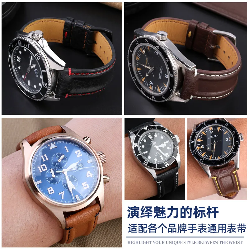 NEW leather watch men strap For Casio swordfish MDV-106 MDV-107 watchband Citizen BM8475 IWC 20mm 22mm Replace watch accessories