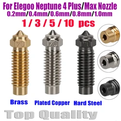Bicos de Alta Velocidade para Elegoo Neptune 4 Max, Latão Aço Endurecido Banhado a Cobre, 4 Plus, 0.4 e 0.6mm