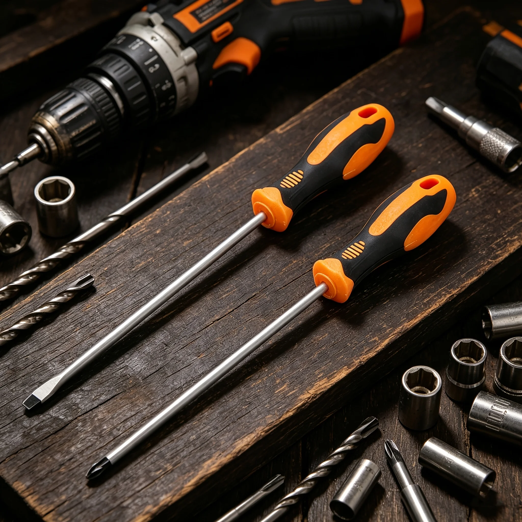 2Pcs Magnetic Screwdriver Set,Flat&Cross Head,Non-slip Ergonomic Handle for Home Repair, Auto Maintenance,Furniture Assembly DIY