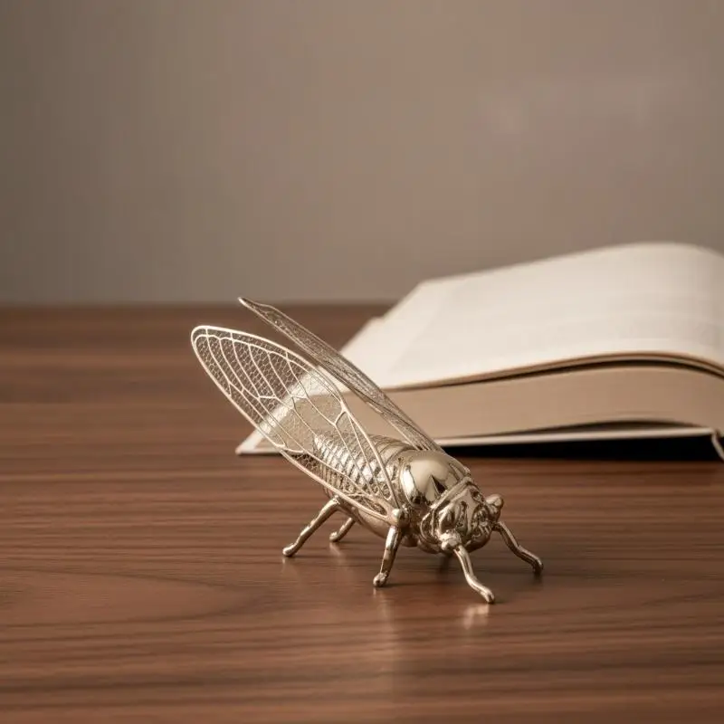 Hollow Out Metal Cicada Figurine Craft Ornament Delicate Wings Desktop Home Decor Living Room Shelf Display Party Gifts
