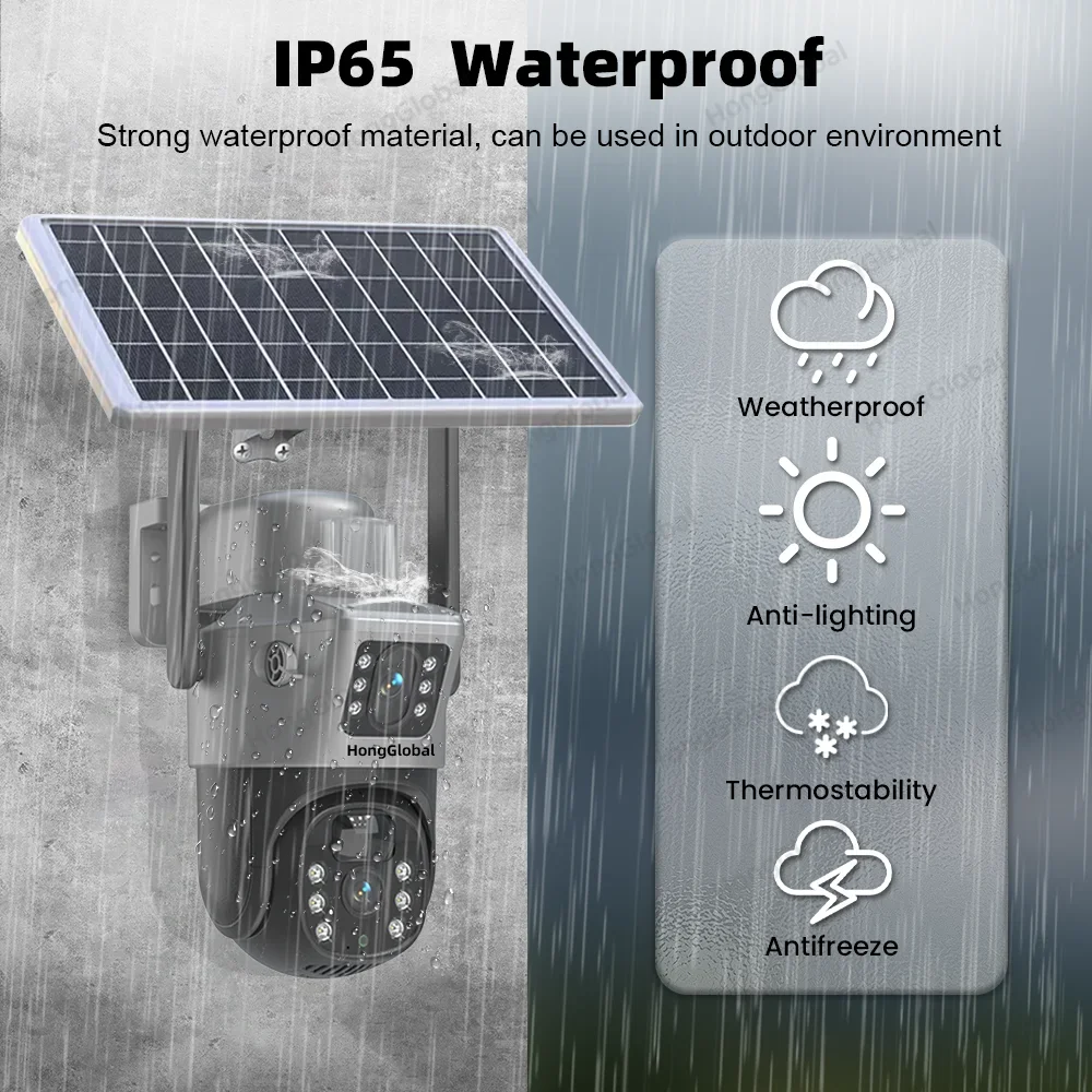 4K 8MP Dual Lens Solar Camera Wifi Outdoor PIR Detection Night Vision 2-Way Audio PTZ Video Cam Waterproof Security Camera CCTV