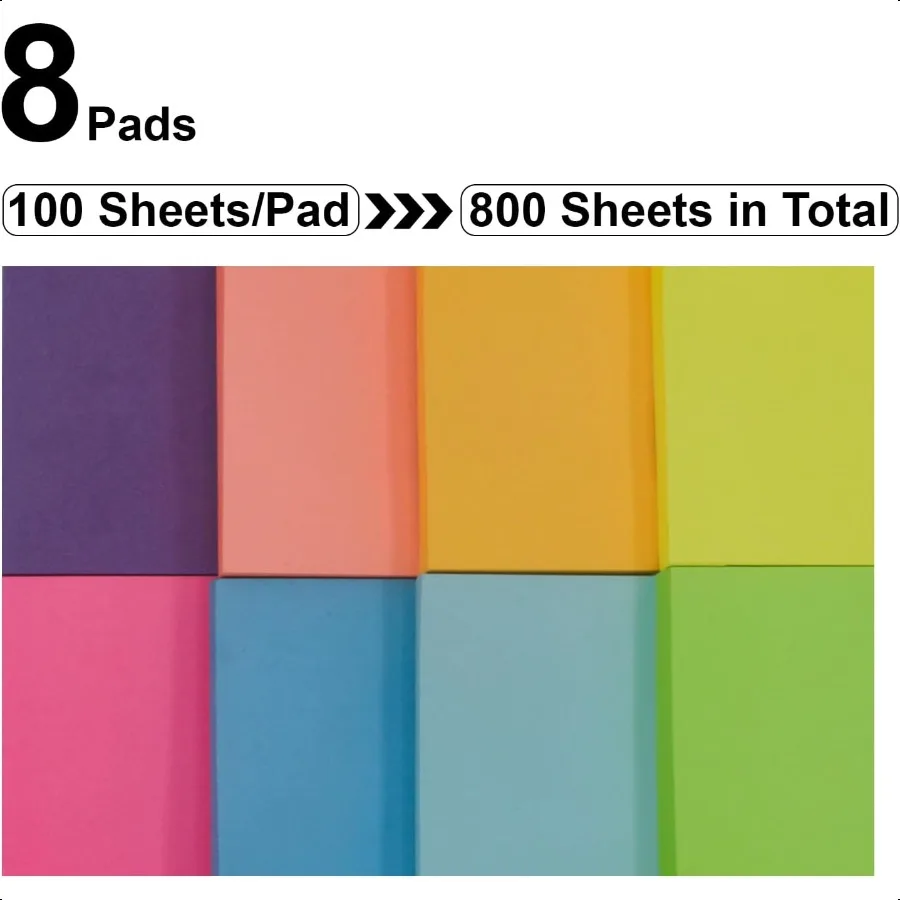Sticky Notes 3x3 8 Pack Sticky Pads 100 Sheet Pad Bulk Sticky Note Pads Multicolor SelfSticky Notes Pad Teacher Classroom Must