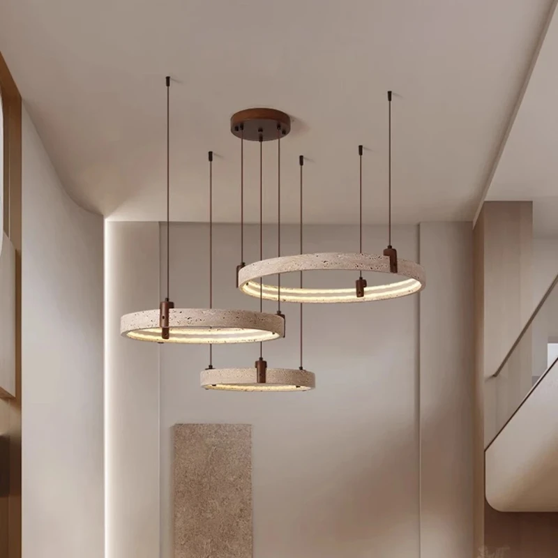 

Luxury Natural Stone LED Chandelier High-end Pendant Light 39cm 49cm 59cm Dimming Function Room Decor Elevate Your Living Room