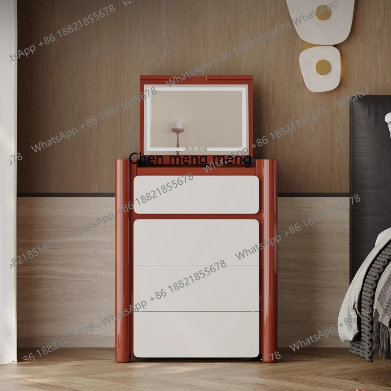 

Italian minimalist high-gloss paint dressing table, makeup stool integrated household small apartment high-end dressing table