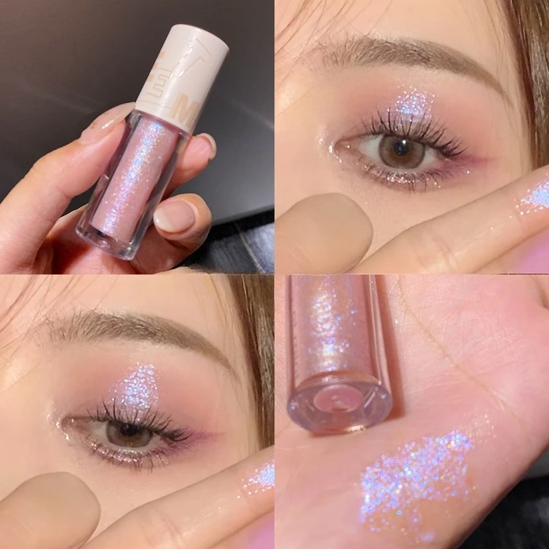 Ombretto liquido glitterato Illumina il trucco del baco da seta sdraiato Liquido diamante impermeabile Illumina i cosmetici per il trucco duraturo del baco da seta