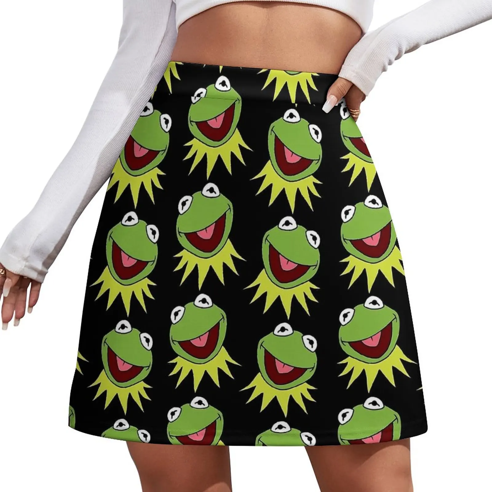 The Frogs Meme Skirt Ladies  Trendy Mini Skirts Summer Aesthetic High Waist Pattern Oversized Casual A-line Skirt