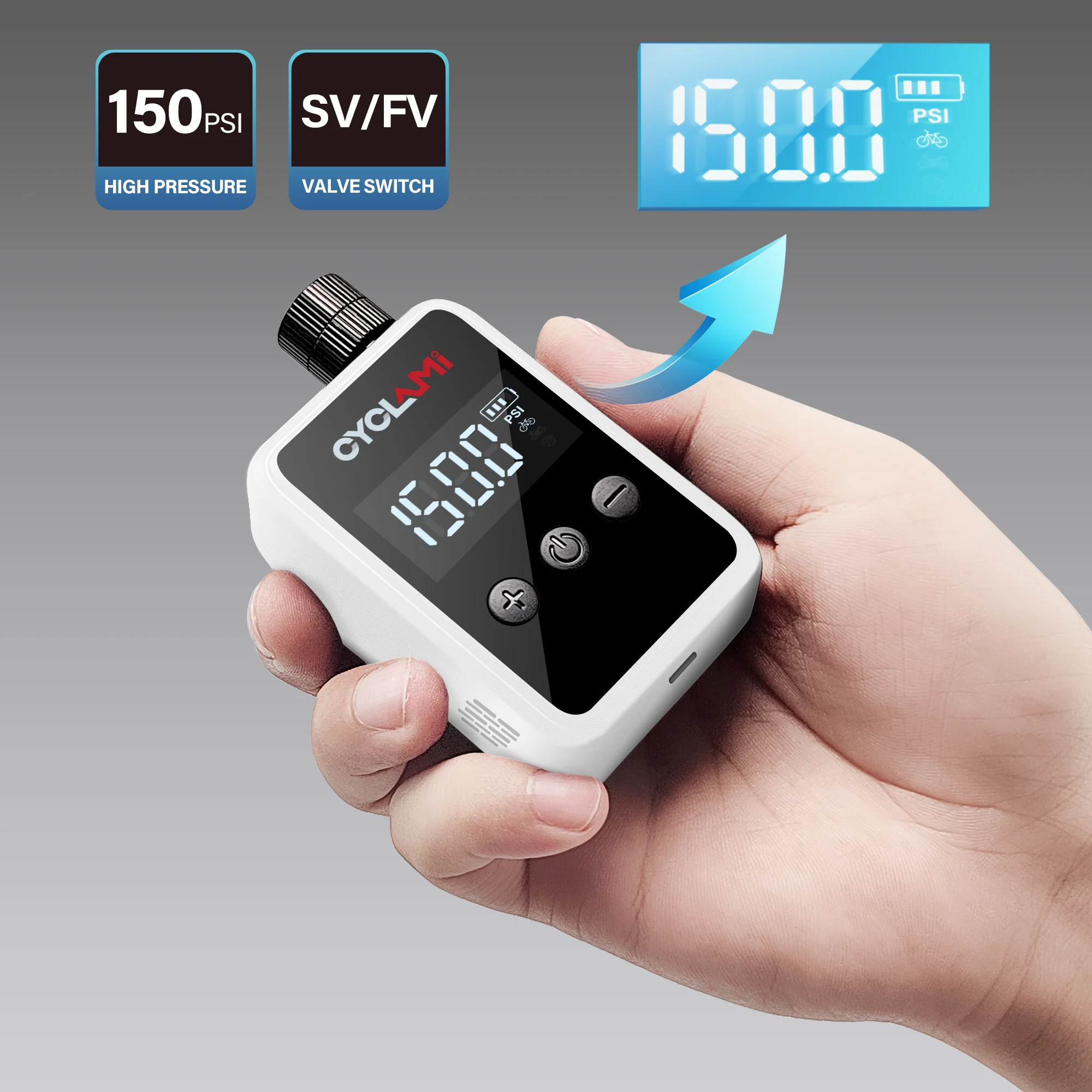 150PSI Portable Pocket Bike Electric Air Pump Schrader Presta Valve MTB MINI Rechargeable Compressor Tire Inflator CYCLAMI HW125