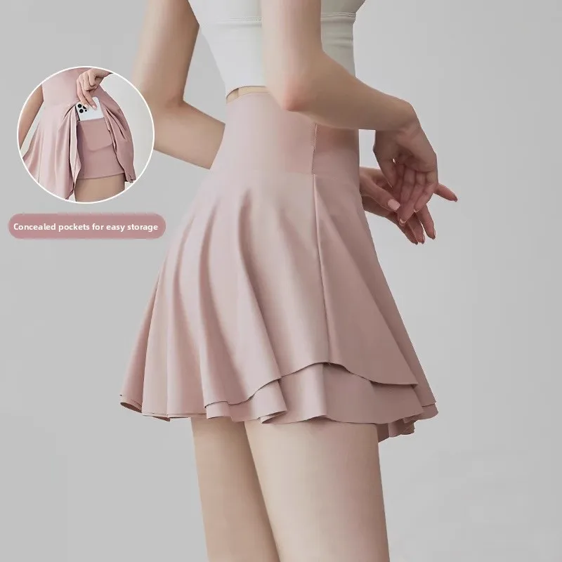 

Спортивная юбка с высокой талией для бега, фитнеса, йоги, летняя, непрозрачная, для бадминтона, тенниса, плиссированная, повседневная, для отдыха