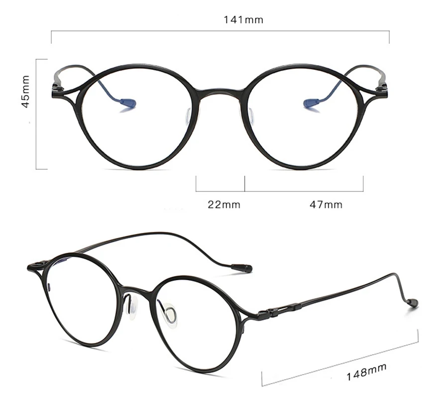 2 In 1 Pure Titanium Foldable Magnetic Clip Vintage Round Eyeglasses Frame Men Polarized Sunglasses Luxury Brand Design Eyewear
