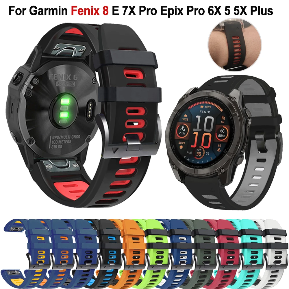 نغمتين الرياضة سيليكون 26/22 مللي متر حزام ل Garmin Fenix 8 E 7 6Pro/MARQ 2/Forerunner 935 945 QuickFit حزام (استيك) ساعة سوار Correa