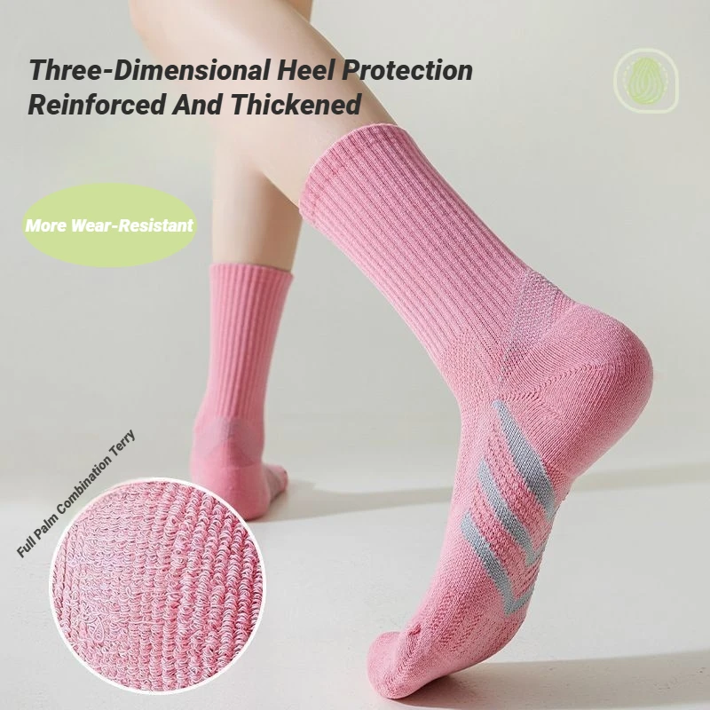 1/2Pairs Professional Arch Support Thick Cushioned Mid-Calf Socks Badminton Tennis Fitness Shock Absorbing Performance Casual