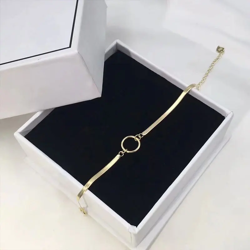 Girlbible  925 Sterling Silver Golden Circle Strip Bracelet For Women Gift Simple Trendy Elegant Jewelry Dropshipping Wholesale