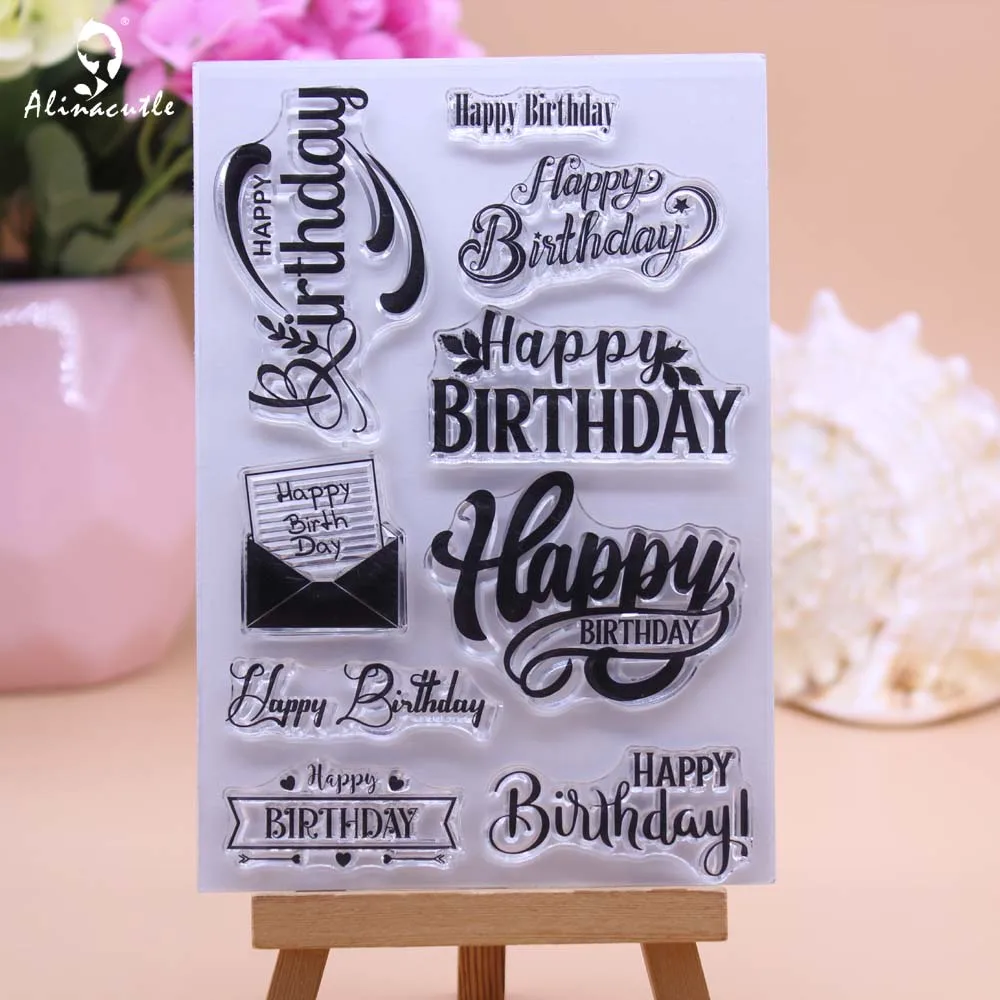 Alinacutle CLEAR STAMPS Birthday Wishes Scrapbooking Handmade Card Album Paper Craft Rubber Transparent Silicon Stamp