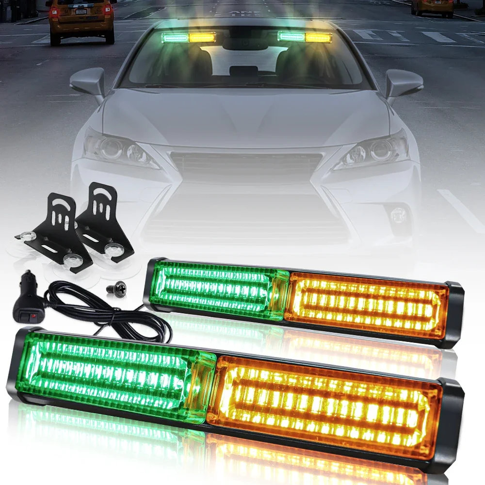 

2PCS 206LED Light Bar for Car Safety Emergency Police Strobe Warning Flashing Light Windshield Beacon Lamp for Trucks Waterproof