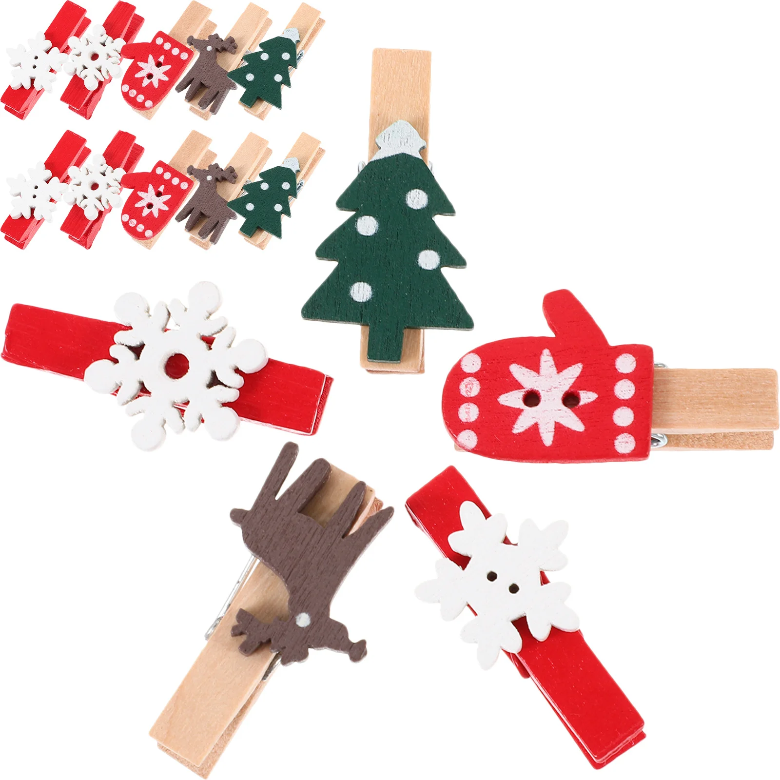 

125pcs Christmas Wood Clips Mini Photo Clamps For Pictures Notes Cards Memo Xmas Decorative Wooden Pegs Party Favors Light