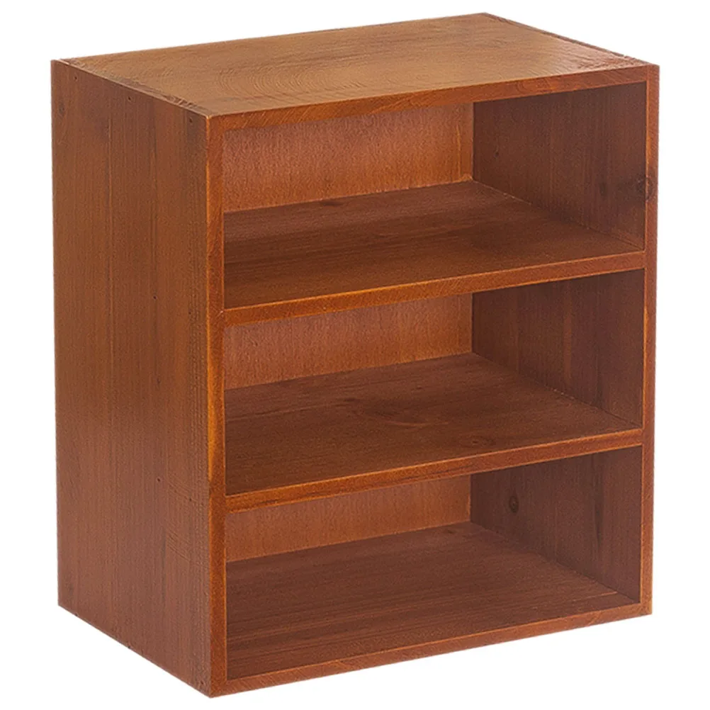 

Sturdy Solid Wood 3-Tier Storage Rack Desktop Organizer for Books Makeup Cups Natural Wooden Shelf Home Office Decor