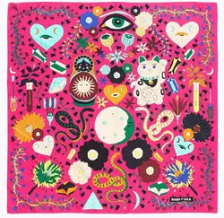 Foreign trade original single Spanish new print fashion everything pink square shawl scarf