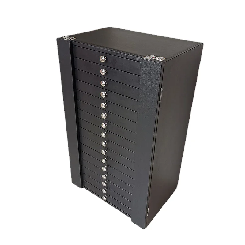 Factory Price Classic Durable Portable Black Storage Suitcase Eyewear Display Exhibition Wheel Trolley Sunglasses Cabinet