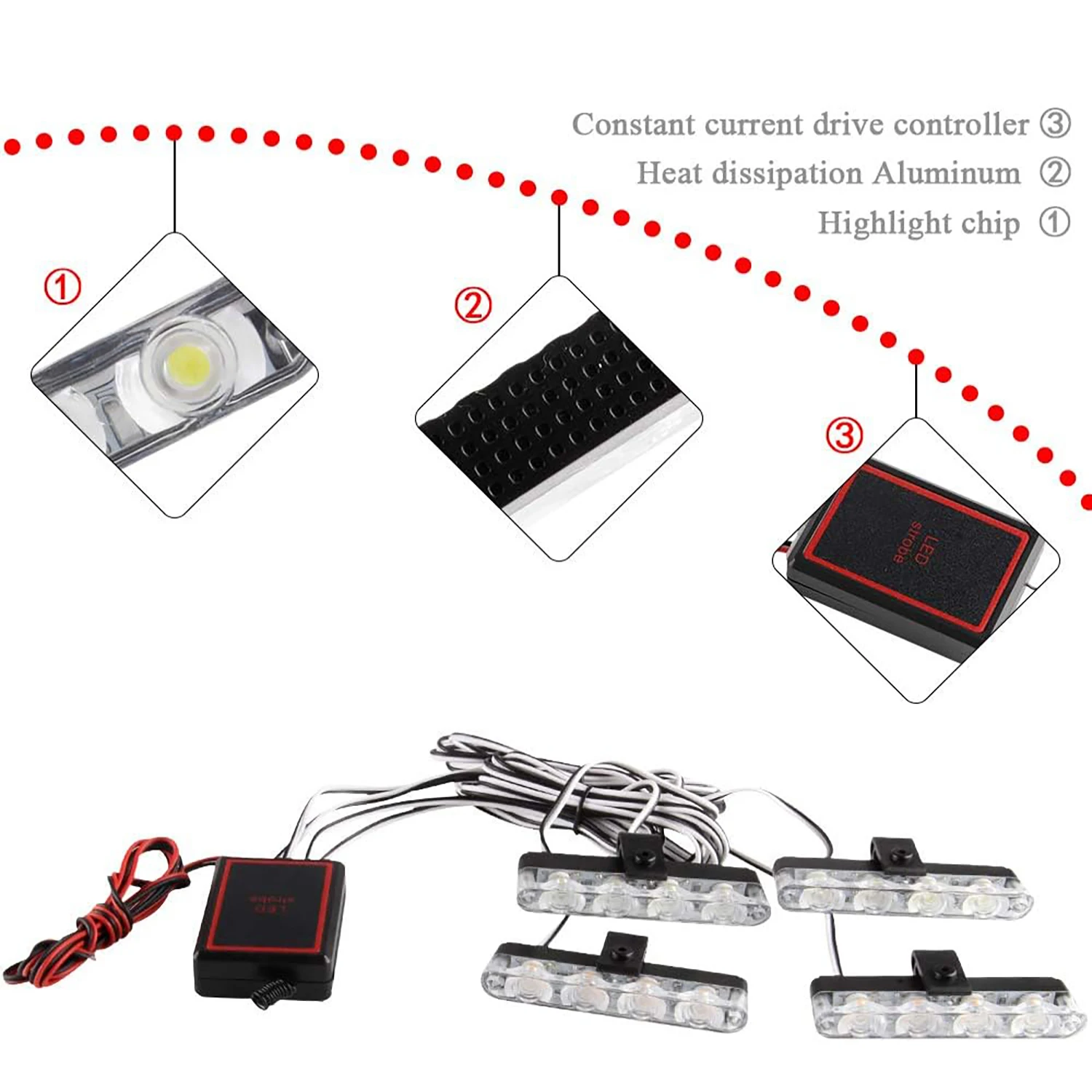 4 في 1 سطح LED جبل مصباح شواء DC12V عن بعد الطوارئ وامض منارة ضوء ستروب تحذير لشاحنة مقطورة قافلة فان