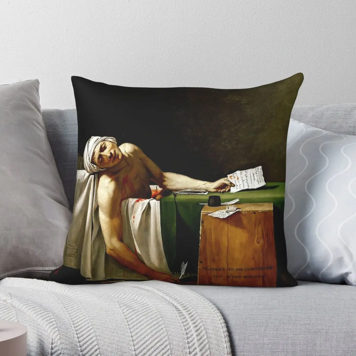 Death Of Marat Jacques-Louis David Square Pillowcase Polyester Linen Velvet Pattern Decor Pillow Case Sofa Seater Cushion Cover